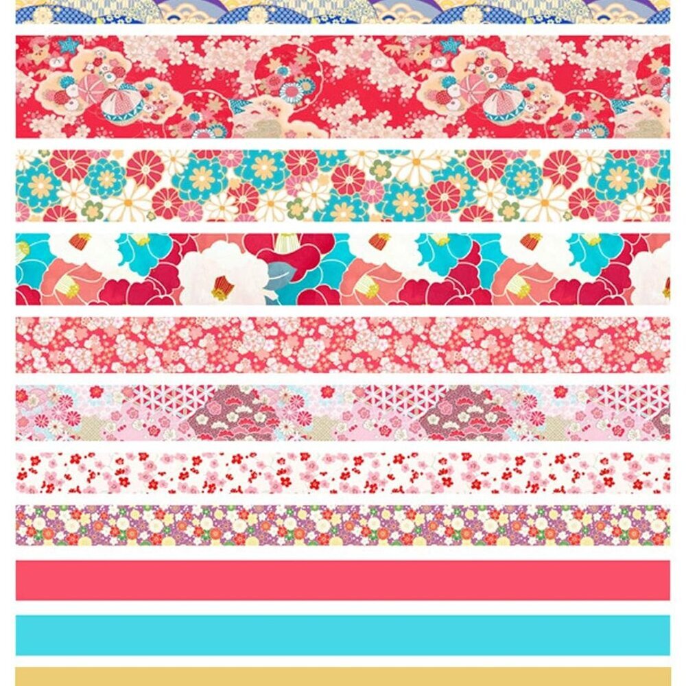 12 Rolls Washi Tape Set, Cherry Blossoms Floral Pattern Washi Masking Tape for S - Picture 2 of 7